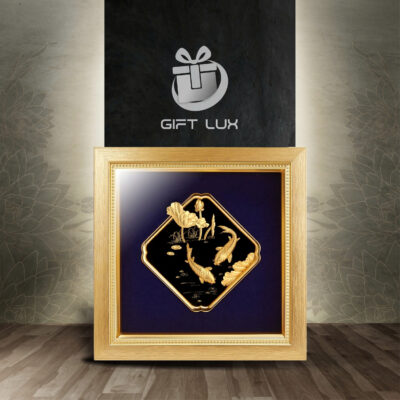 Tranh cá chép hoa sen dát vàng