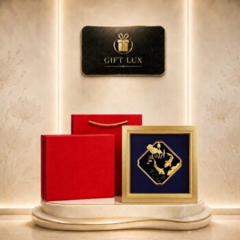 Tranh dát vàng 24K Song Ngư Cát Hạnh quà tặng cao cấp nền xanh đen kích thước 23x23cm GL-TDV06 - Ảnh đại diện